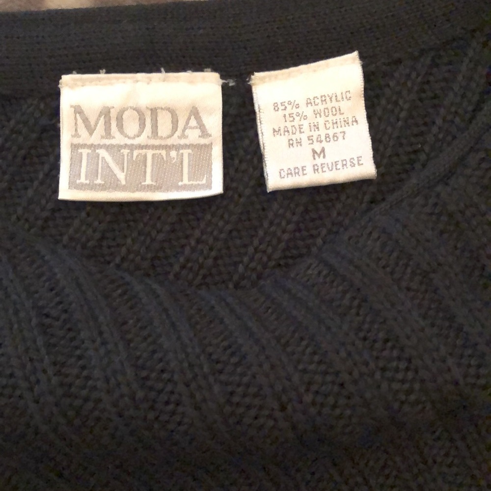 Moda International Black Ribbed Sweater Size Medium - Picture 6 of 11